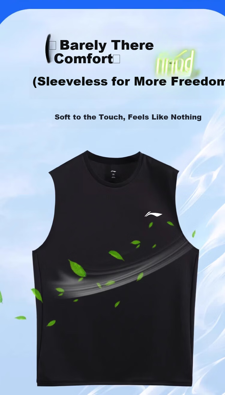 LI-NING Men's Summer New Ice Silk Sports Sleeveless T-Shirt Loose Quick-Dry Training Basketball Running Fitness Vest 2
