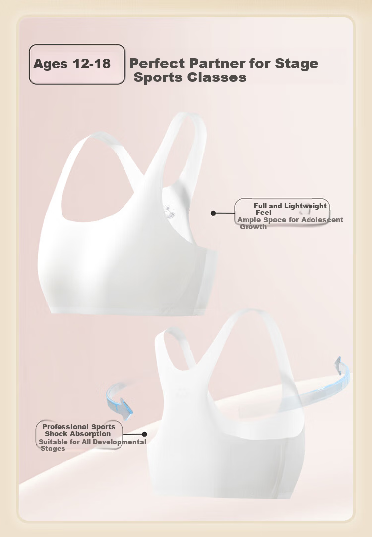 THREEGUN Children's A-Class Antibacterial Developmental Pure Cotton Three-Stage Girls' Student Bra Off-White 150/A75 4