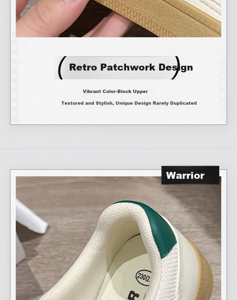 Warrior Women's Shoes 2026 New Summer Classic Retro Sneakers Comfortable Breathable Casual Shoes Beige Green Size 35 6