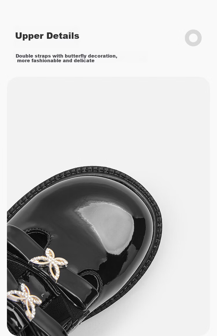 Balabala Kids Princess Shoes Girls Spring Autumn Double Butterfly Sweet Leather Fashionable Versatile School Shoes 2