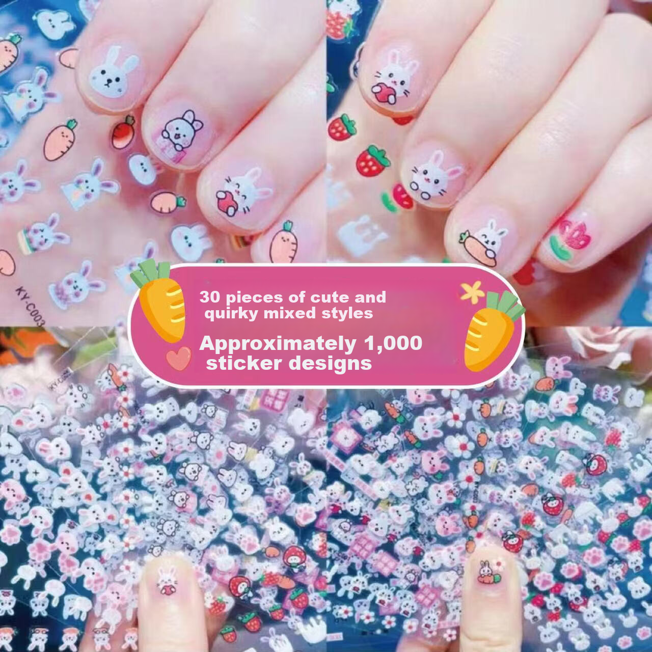 Mili Children's Night Glow Nail Stickers Non-Toxic Waterproof Girls Nail Art 3-6 Years Old Preschool Educational Toy 4