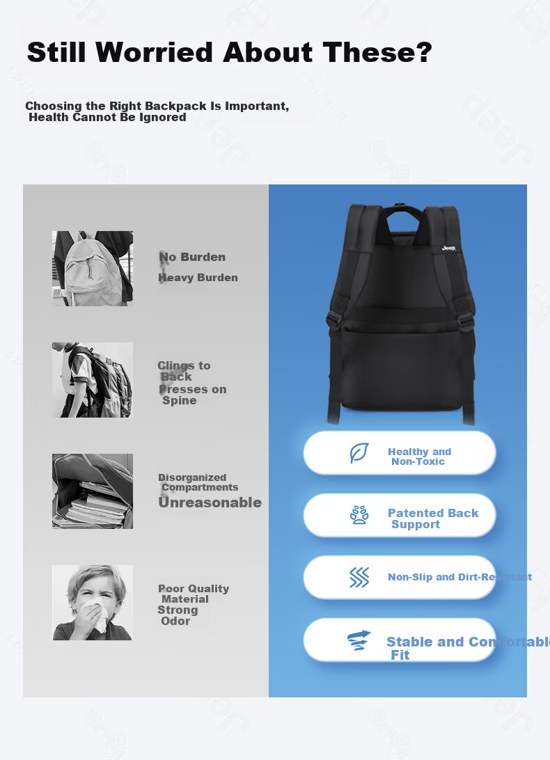 JEEP Middle School Student Backpack Unisex High School Large Capacity Water-Resistant Simple Double Shoulder Bag 4