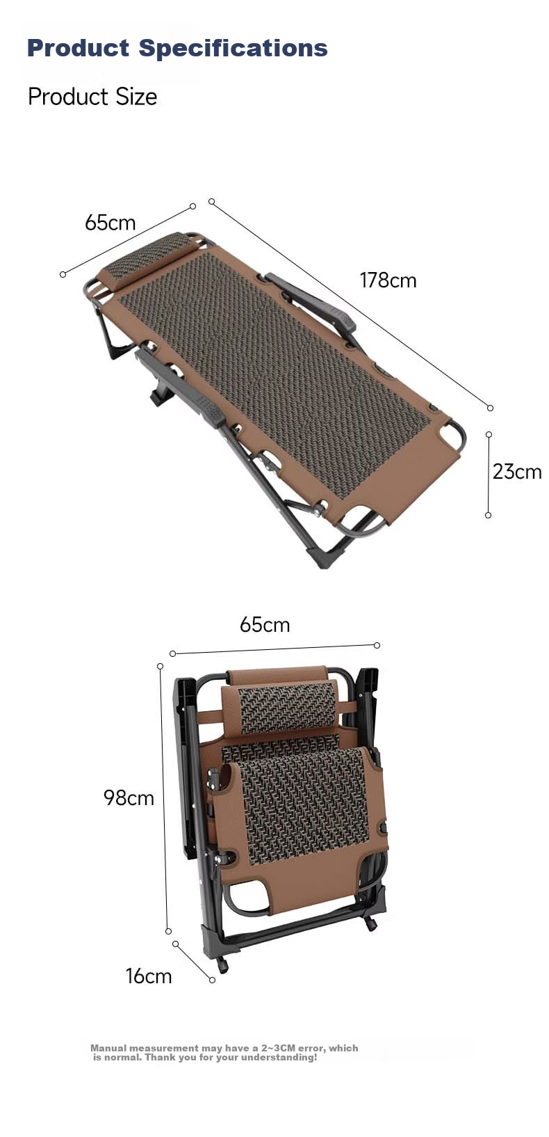 Wenna Folding Chair Bed, Office Nap Single Bed, Foldable Recliner, Portable Companion Bed, Thickened Cotton Pad 17