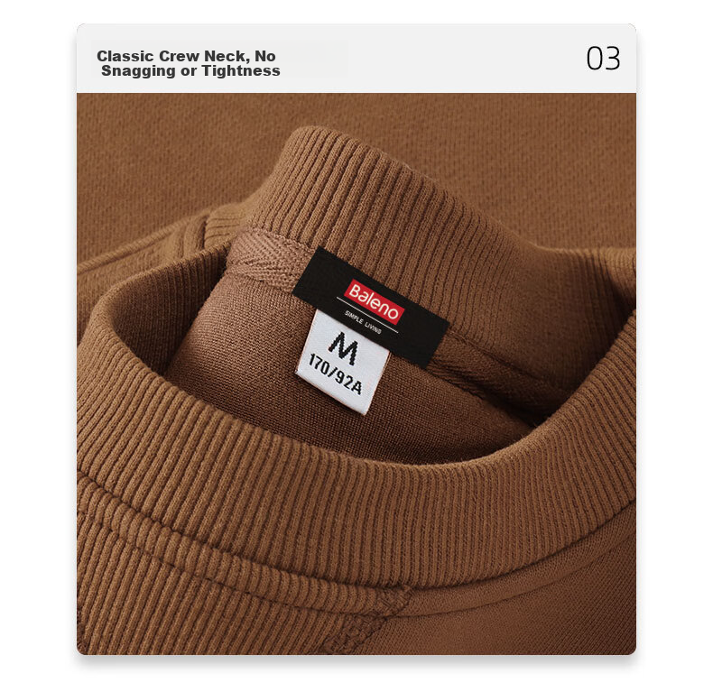 Baleno Men's Triangle Neck Sweatshirt Autumn Heavyweight Base Shirt Casual Versatile Crew Neck Simple Trendy Jacket 19