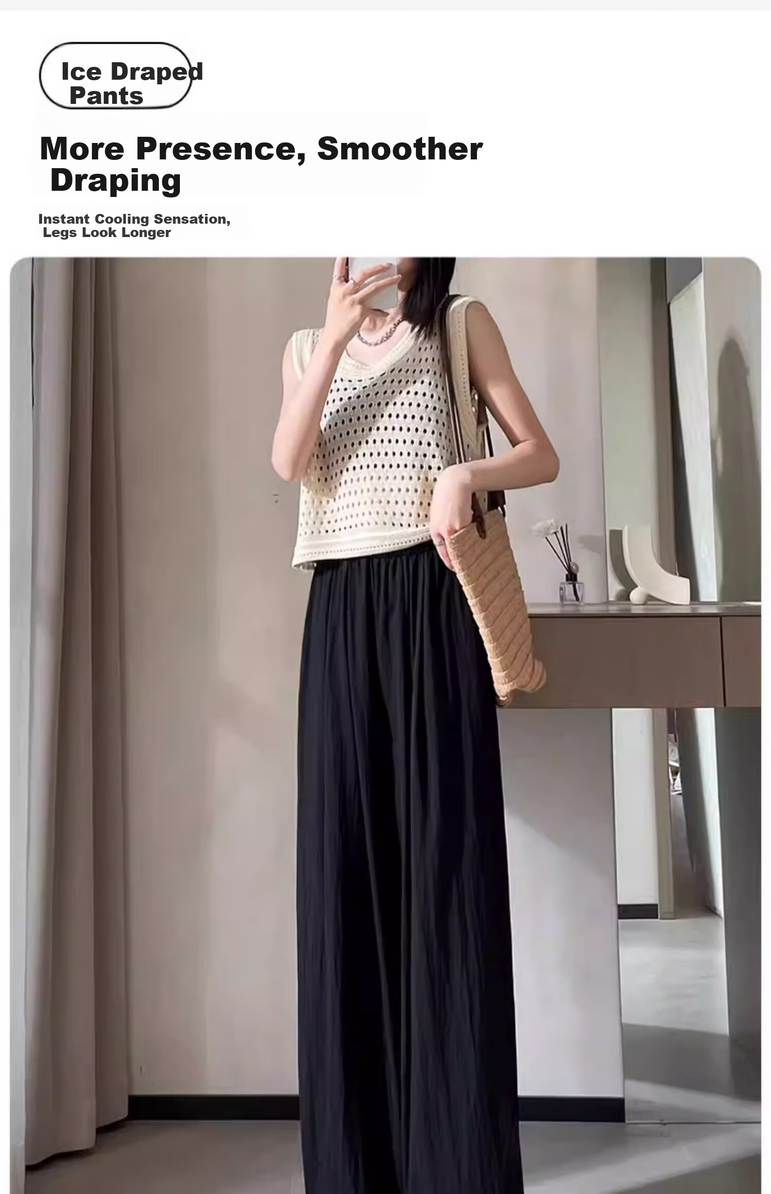 Xiang Yi Lover [JD Direct Purchase] Yamamoto Wide-Leg Pants Women Summer Ice Silk Thin Casual Slim Straight Pants 1