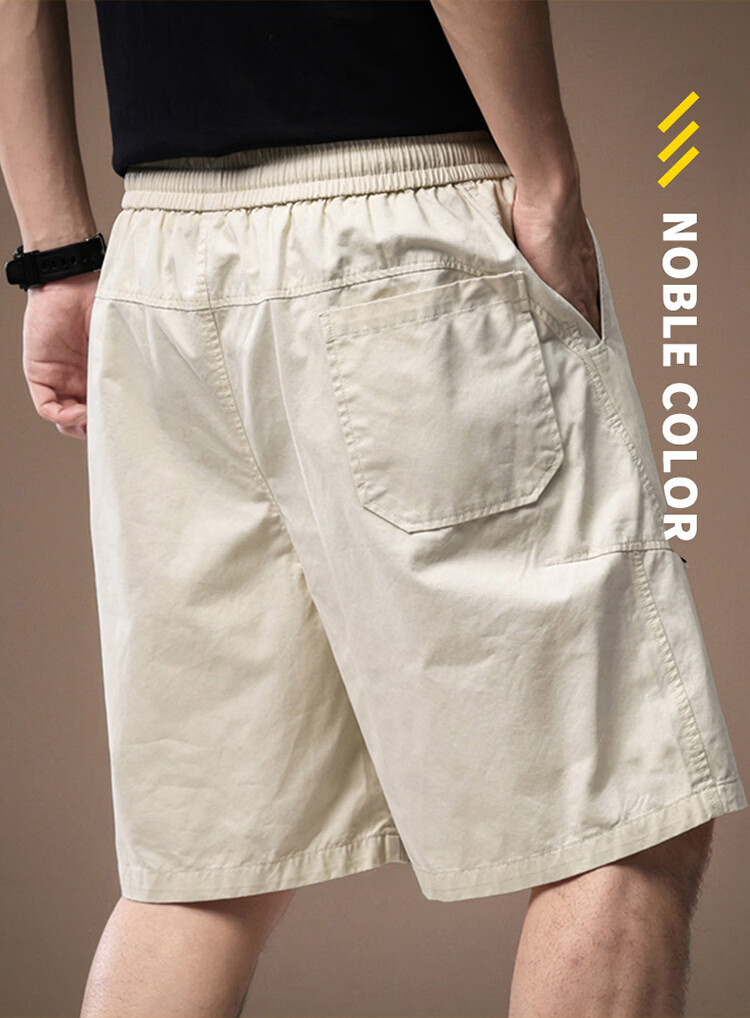Pierre Cardin Men's Shorts, Summer Father's Day Gift, Loose Cargo Pants, Pure Cotton Breathable Five-Point Shorts for Men, Off-White, XL 12