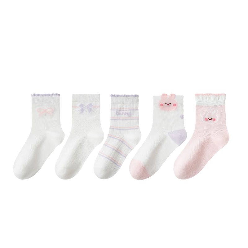 MiiOW Children's Socks for Girls [Large Mesh + Lightweight Breathable], Summer Thin Mid-Calf Socks for Baby Girls, Casual Socks