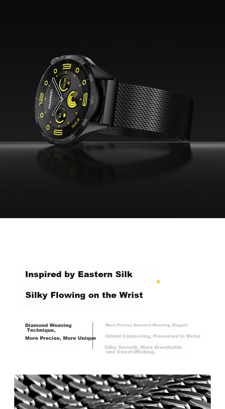 W&P Compatible with Huawei Watch Bands for GT5/GT6/4Pro/Watch5/4Pro/3/2/New, Extraordinary Master Milanese Metal Double Magnetic Stainless Steel Strap for Men, Silver 6