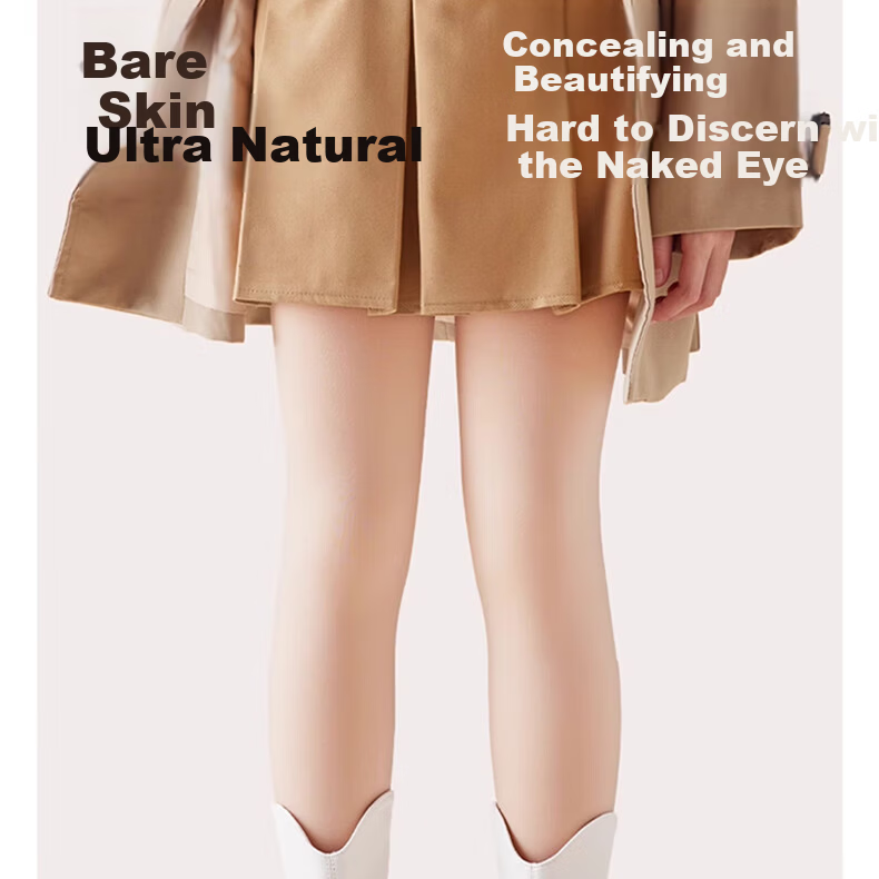 Langsha Kids Autumn Winter Fleece-Lined Thickened Skin-Colored Tights Outdoor Wear Sheer Pantyhose Girls Nude Leggings 2