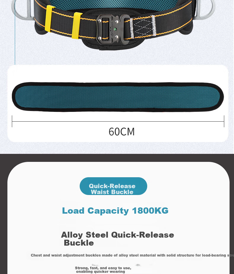 Locroyon Safety Belt Single Waist Electrician Construction Safety Rope Waist Belt High-Altitude Insurance Rope 8