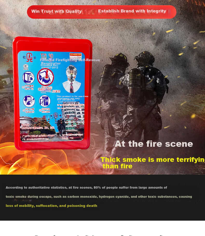 GA Filtered Self-Rescue Respirator Mask Gas Mask Fire Smoke Protection Firefighting Mask TZL30 4
