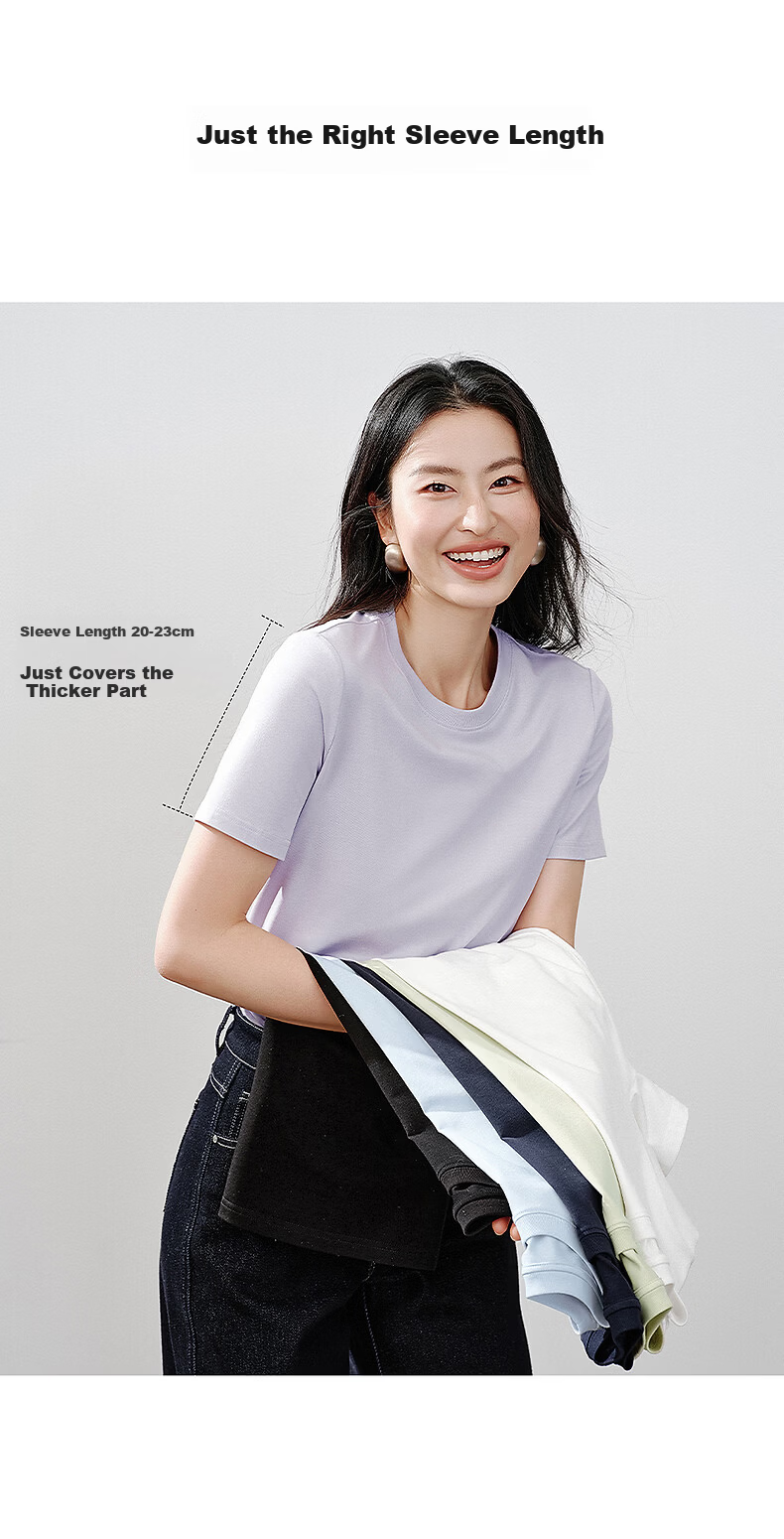 Yixiang Liying Lyocell Short Sleeve T-Shirt Women 2026 Spring New Shoulder Base Shirt Plum Green XL 9