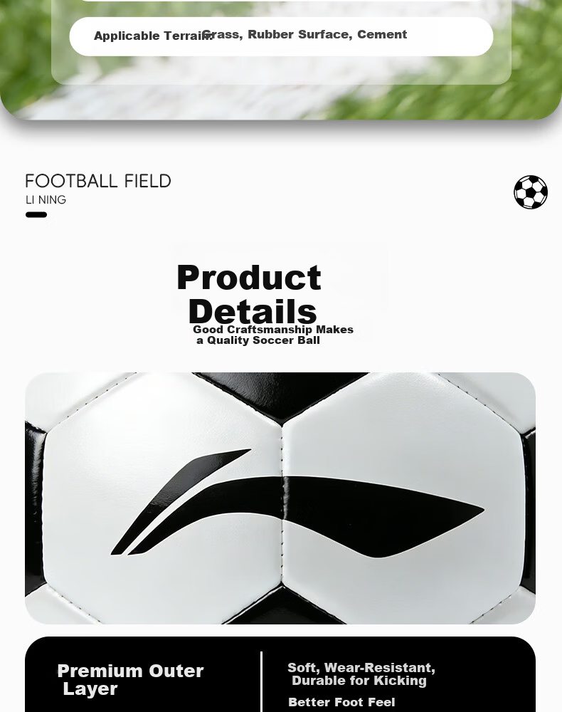 Li-Ning Football Size 5 Match Training Standard Ball Durable Adult and Student Soccer Ball for Primary and Middle School Exams 16