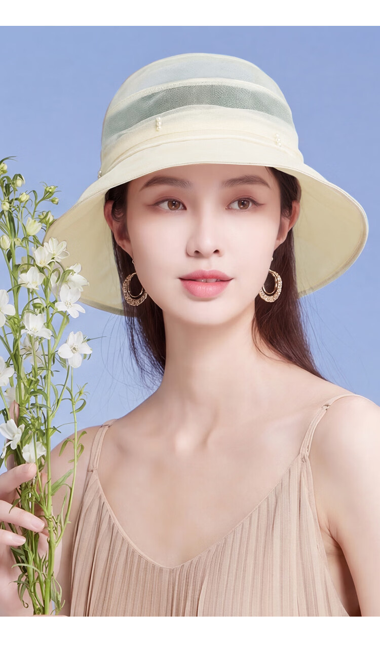 Shanghai Story Women's Silk Sun Hat Spring Summer Mulberry Silk UV Protection Sun Hat Beige Mom Gift 6