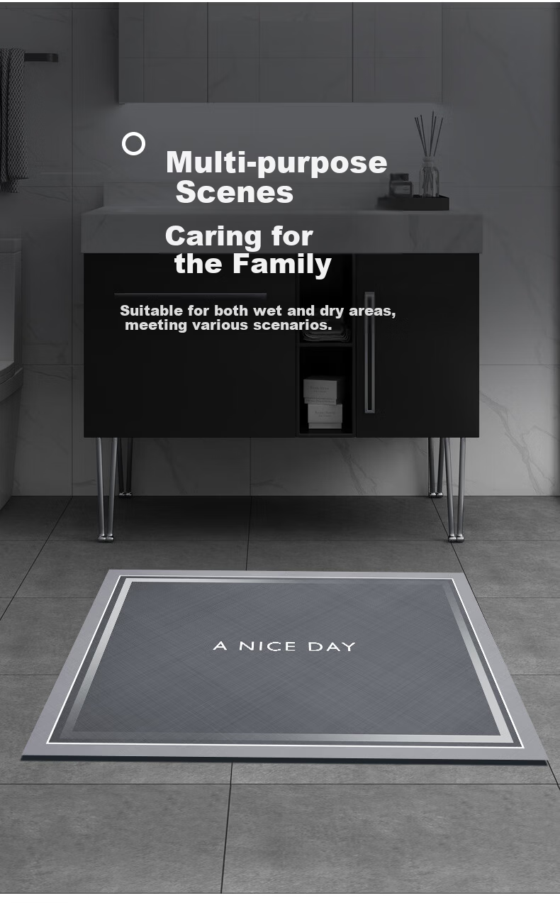 Zunchao Bathroom Floor Mat Absorbent Non-Slip Bath Door Mat 50x80cm 8