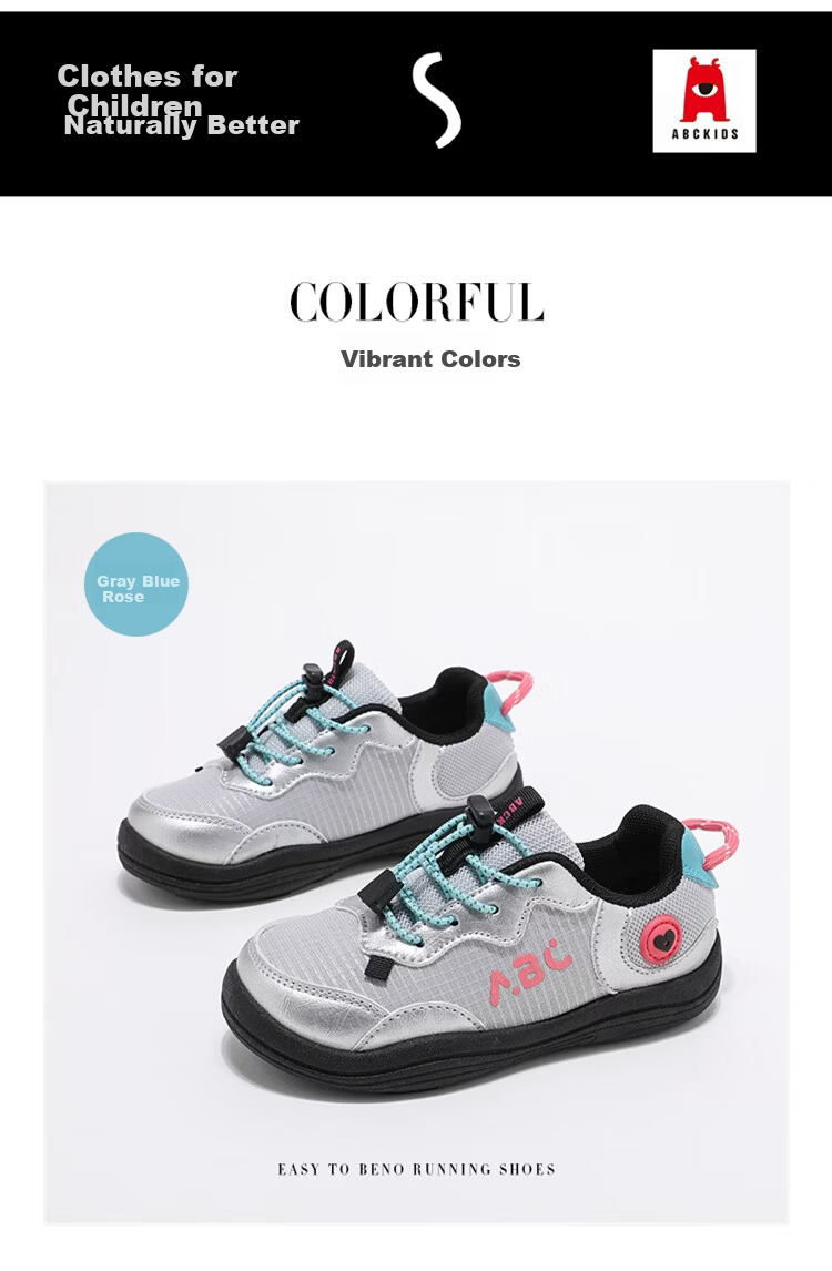 ABC KIDS Girls' Sports Shoes Spring Outdoor Running Hiking Shoes Children's Shoes 3008 Gray/Purple Size 26 4