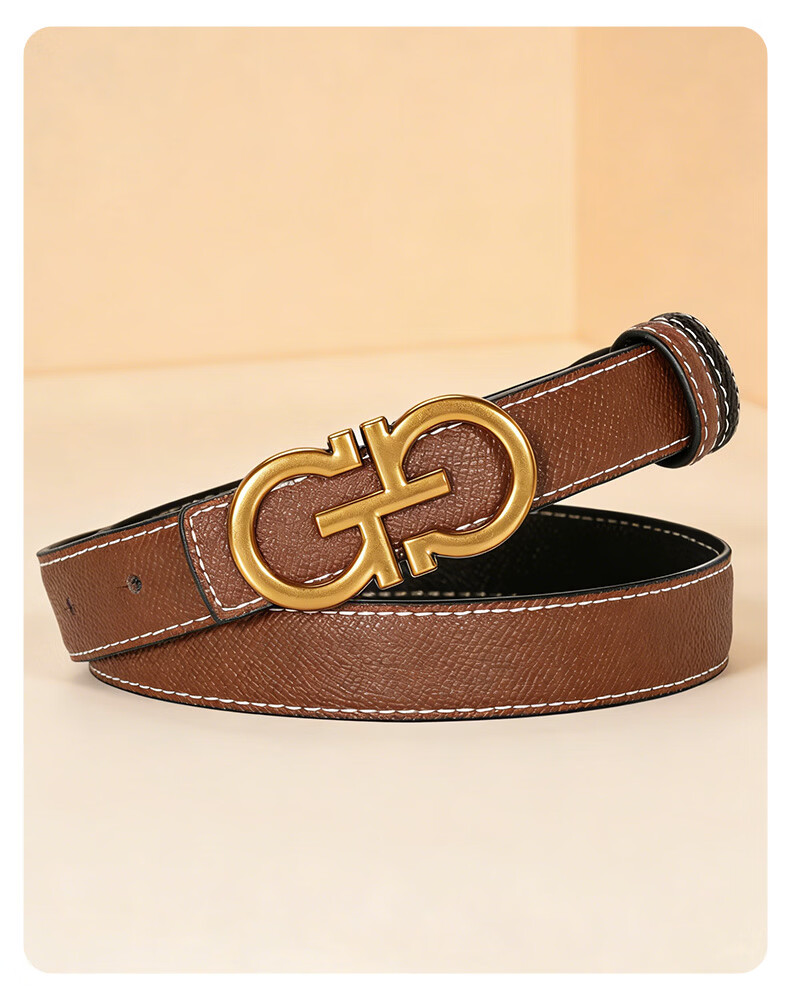 CARTELO Double-Sided Genuine Leather Women's Jeans Belt Smooth Buckle Plate Buckle Pin Belt Birthday Gift for Girlfriend 3
