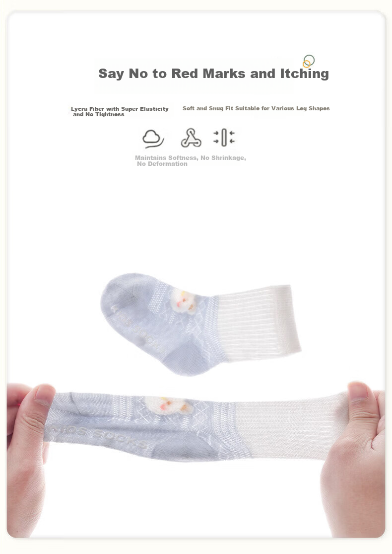 Five Cotton 3-Pair Baby Socks Summer Mesh Breathable Cartoon Seamless Candy Color Socks 7