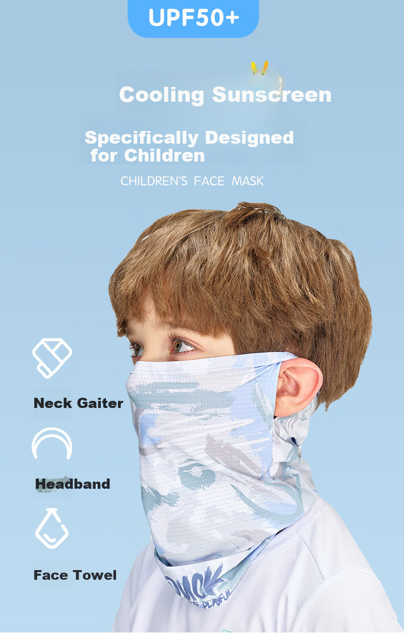B.Duck Yellow Duck Kids Hanging Ear Sun Protection Face Mask UPF50+ UV Protection Summer Cooling Outdoor Beach Face Cover Neck Gaiter 1