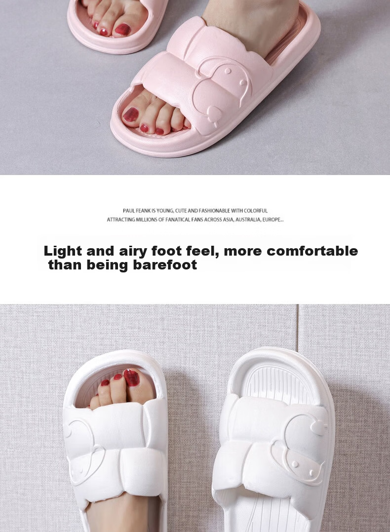 Huameijianbu Lightweight Thick-Soled Slippers, Soft And Bouncy, Comfortable Indoor/outdoor Non-Slip Sandals HM2207 White 40-41 8