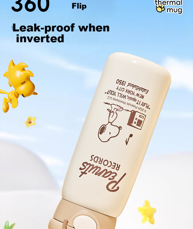 SNOOPY Kids Insulated Water Bottle Large Capacity 316 Stainless Steel Straw Water Bottle Boys Girls Student Dual-Use Portable Drinking Cup 11