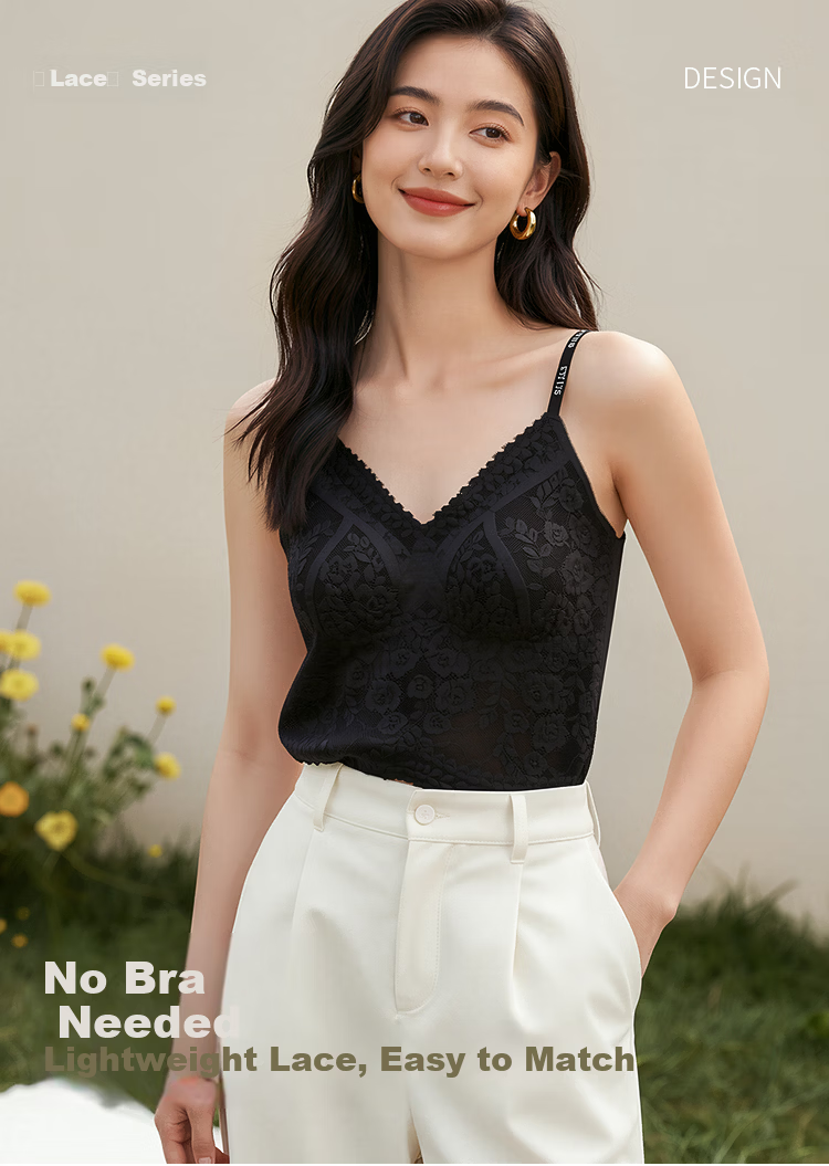 Herbal Original Color Camisole Women's Sexy French Lace 2026 New Inner Wear with Built-in Bra No Bra Needed Outerwear Top 3