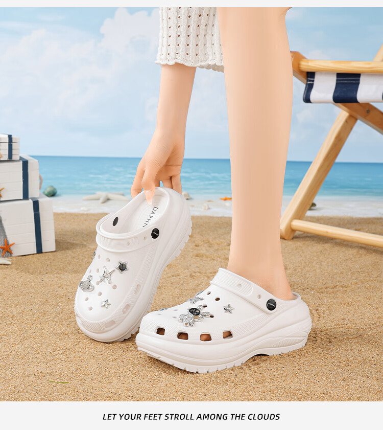 DAPHNE Women's Cloud Hole Shoes 2026 New Summer Soft Sole Thick Sole Height Increasing Casual Sandals 12