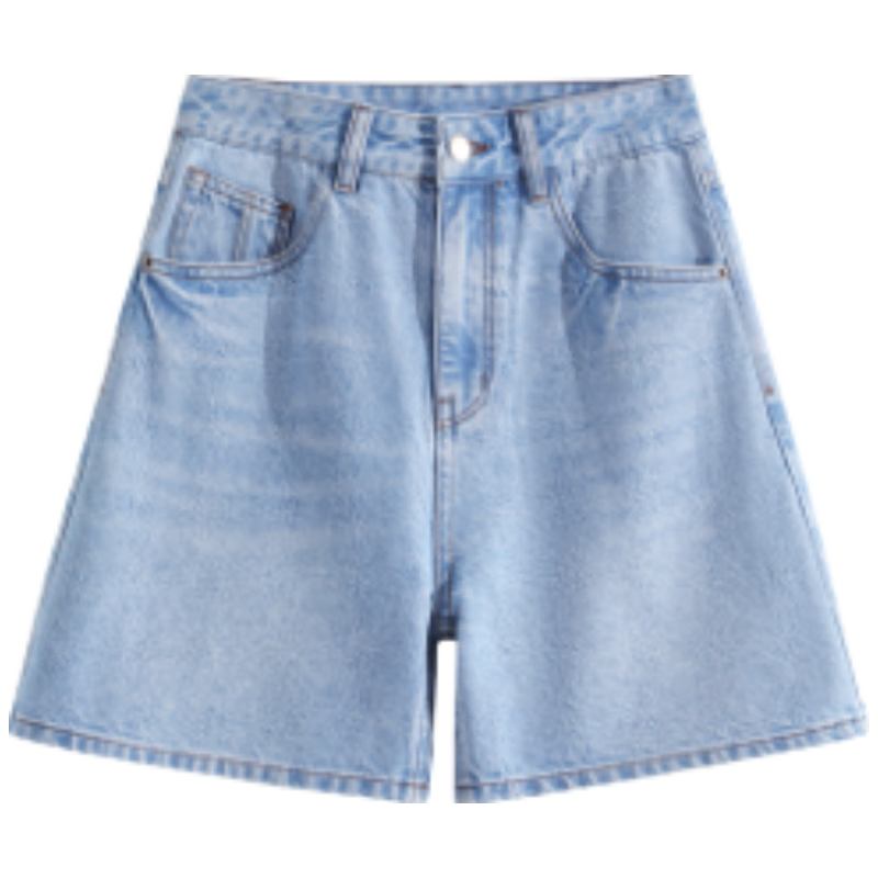 Baleno S&K Women's Summer Denim Shorts High-Waist Cotton Stretch A-Line Retro Wide-Leg Beach Casual Pants