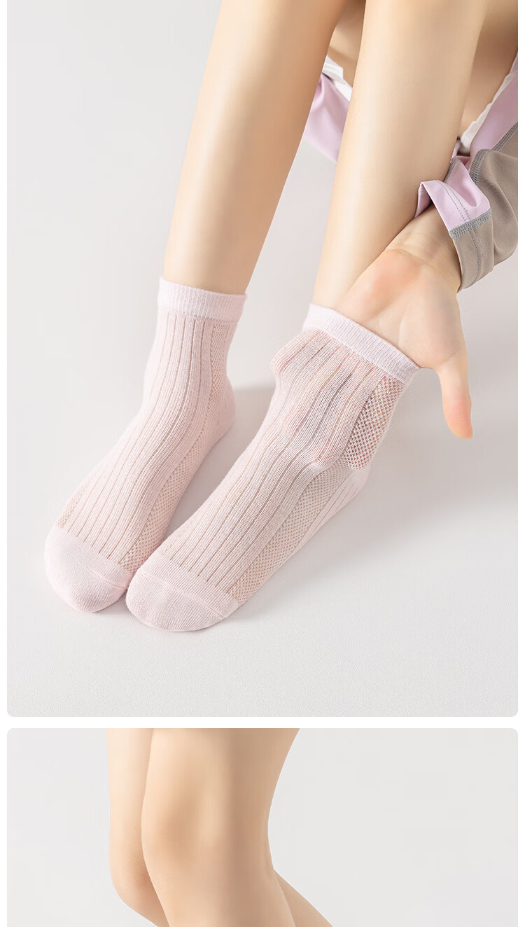 MiiOW Children's Socks, Girls' Summer Socks [Woven Mesh + Ultra-Thin Breathable], Mid-Calf Socks for Baby Girls, Cotton Thin Socks 15