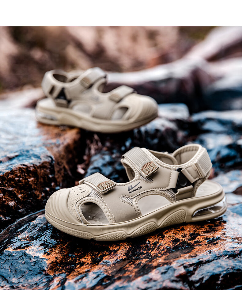 Warrior Men's Stream Hiking Sandals 2026 Summer New Outdoor Beach Water Shoes 1648 Black Size 39 20