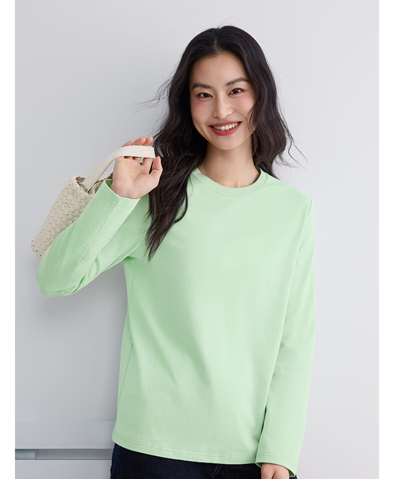 Urban Beauty White Cotton Long Sleeve T-Shirt for Women 2026 New Spring Autumn Plus Size Outerwear Basic Top Spring Inner Wear 24