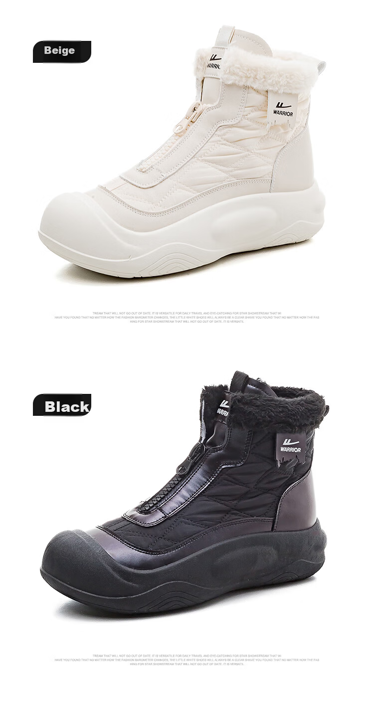 Warrior Official Women's Snow Boots 2025 Winter Fleece Warm Thick Sole Versatile Boots Gray Purple Size 39 19