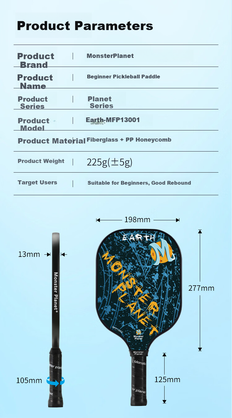 Monsterplanet Pickleball Paddle Set USAPA Certified Pickleball Training and Competition Equipment 1