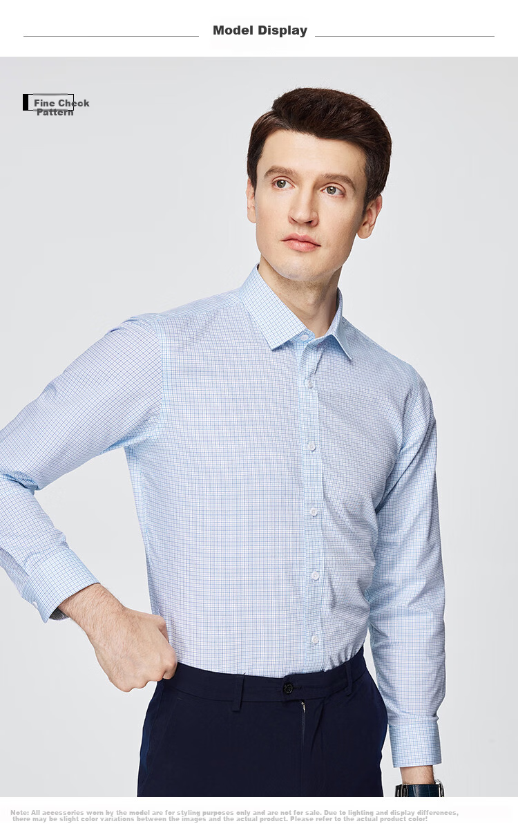 FIRS [100% Cotton Wrinkle-Free] Machine Washable Long-Sleeve Shirt for Men, High-End Pure Cotton Business Casual Long-Sleeve Dress Shirt 10