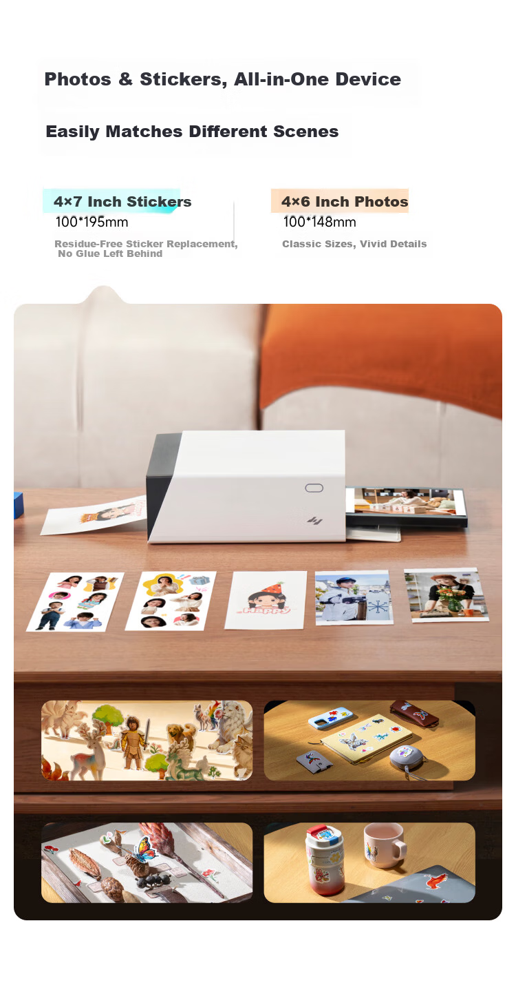Jiyin AI Sticker Photo Printer All-in-One S1 AI Background Removal Auto Cropping AI Creative Raw Image Auto Laminating High-Definition Sticker Photo Printer 6