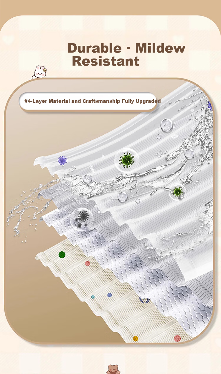 Lianxiangke Waterproof Mildew-Resistant Bathroom Shower Curtain No Drilling High-End Shower Curtain Four Seasons Peace 150*180cm Single Curtain 6