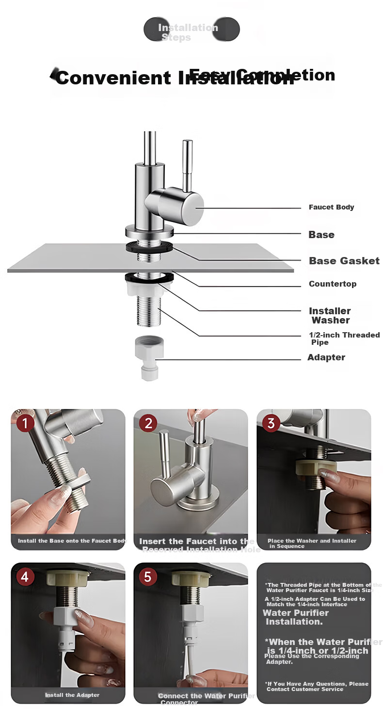 OLEWA Germany Water Purifier Faucet 304 Stainless Steel Single Outlet Water Purifier 1/4" 3/8" Household Direct Drinking Z501 22