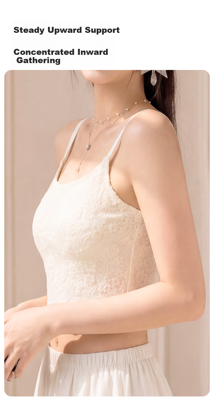 Urban Beauty [No Bra Needed] Lace Camisole Vest for Women Summer with Chest Pad, Stylish Outerwear, Sexy Pure Desire Back Design 5