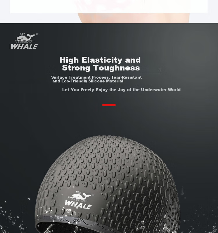 Whale Professional Silicone Bubble Swim Cap Comfortable High Elasticity Non-Tight Unisex Fashion Simple Long Hair Ear Protection 3