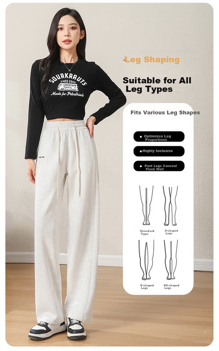 FitonTon Women's Sports Pants, Autumn And Winter High-Waisted Slim-Fit Banana Pants, Loose-Fitting Sweatpants, American-Style Wide-Leg Pants, Slimming Versatile Trousers 3