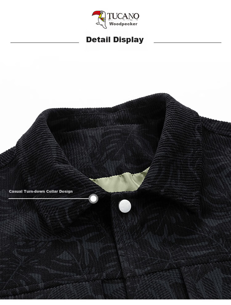 TUCANO Men's Spring Autumn Workwear Jacket Loose Casual Lapel High-End Men's Clothing Black M 5
