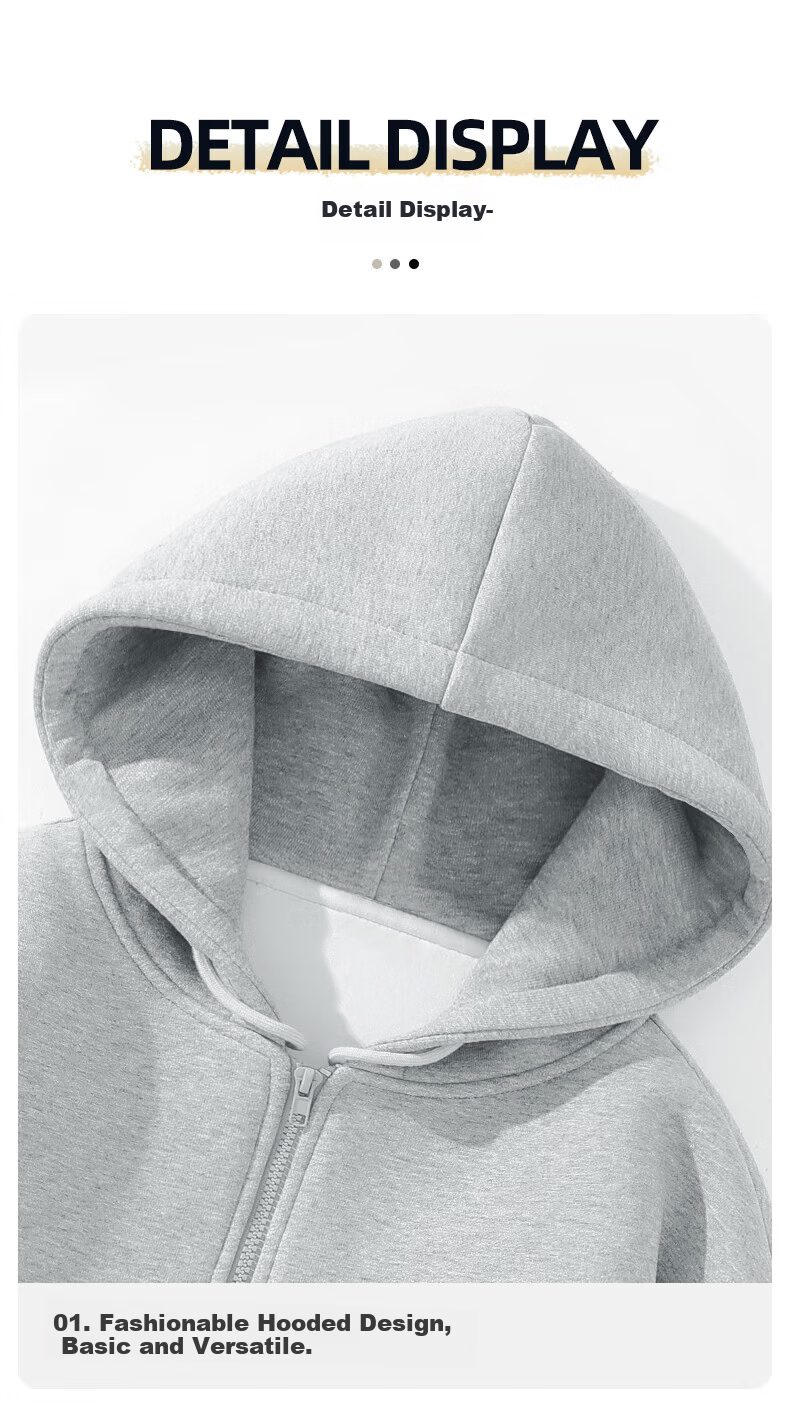 JEANSWEST LIFE Men's Hoodie, Zip-Up Jacket with Hood, Spring And Autumn Thick Breathable Zipper Top, Streetwear Trendy Clothing C 14