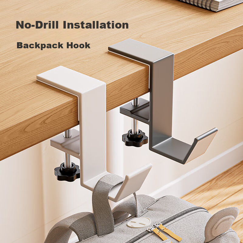 Bonnie Home Backpack Hook Student Desk Edge Hanging Hook No Drilling Strong Load Dorm Office Desk Invisible Bag Hanger Tool