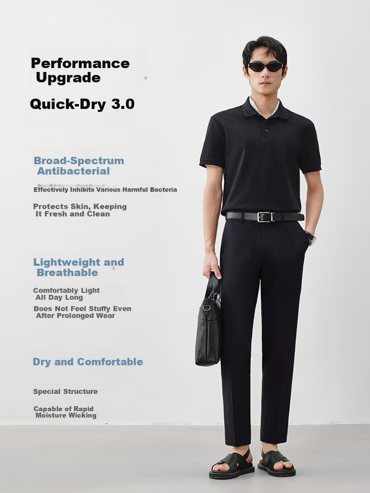 JD Jingzao Men's Casual Business Straight-Leg Quick-Dry Dress Pants Summer Navy Blue 36 2