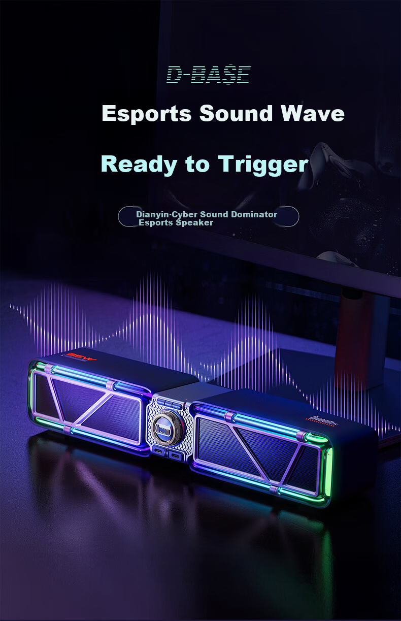Divoom Divoom Gaming Speaker Stereo Surround Sound Computer Desktop PC Anti-Howling Bluetooth 6.0 Wired RGB Light Bar Black 1