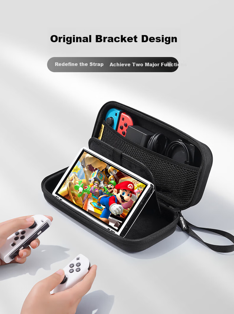 Jemdo Switch Storage Case, Game Console Protective Box, NS/OLED Handheld Multi-Functional Portable Storage Case, Large Capacity Protective Bag, Black 4