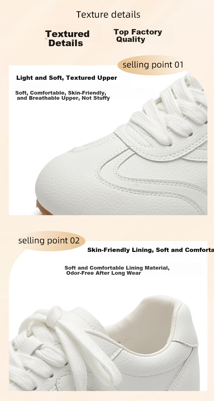 Zhuoshini Versatile White Sneakers for Women Soft Sole Sports Shoes White Size 35 (225mm) 3