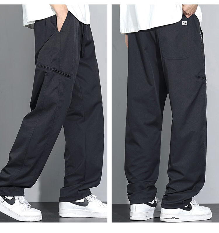 JEEP Men's Summer Workwear Pants Straight Loose Fit Casual Trousers Green M 14