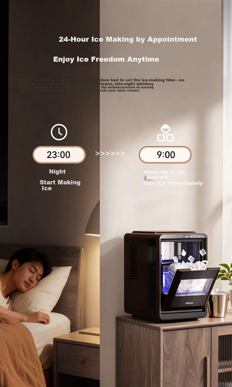 Wellcome Small Ice Maker Crescent Ice Thickened WIFI Fully Automatic Small Ice Maker UV Sterilization Ice Machine 15