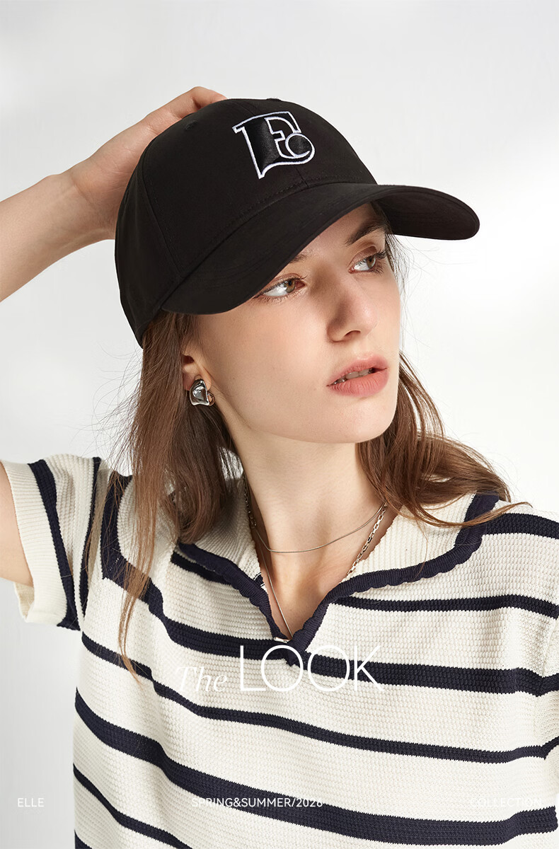 ELLE Oversized Baseball Cap Women Fashion Embroidered Duckbill Hat Outdoor Sun Protection Unisex 2
